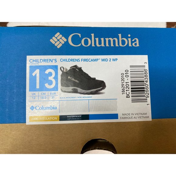 Columbia Firecamp Mid 2 Waterproof Black Monument Children’s 13 - Picture 2 of 3